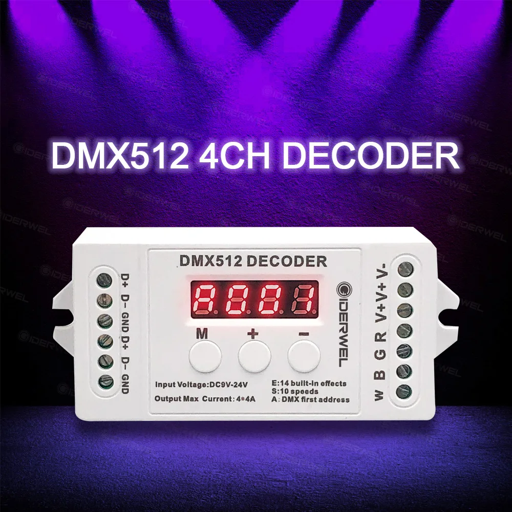 Consola de control de tira de luz LED, decodificador RGBW DMX 512 de 4 canales, atenuador de iluminación decorado, controlador de luz láser de