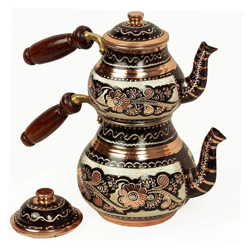 

Turkish Handmade Copper TeaPot Kettle for Stovetop as Tea Pots Set Stainless Whistling for Serving and Drinking Tea Maker