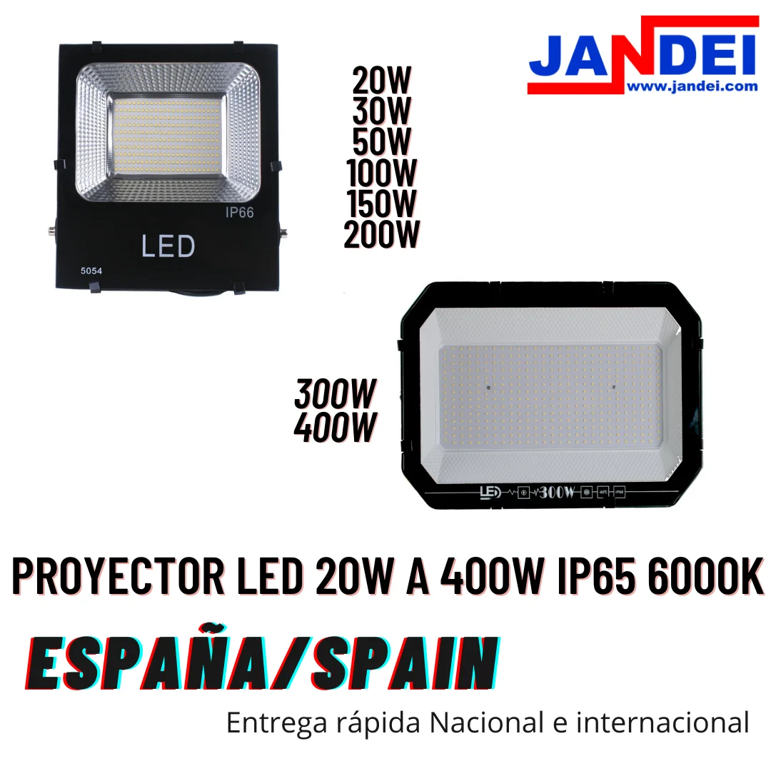 Jandei 20W to 400W LED Projector Light 6000K Tone Outdoor Black color Applique Wall Lighting Garden Terrace Lights