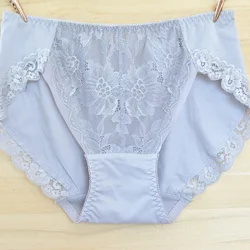 Lace briefs Plus Size Panties Lingerie Brief Women Sleepwear Mid Waist Briefs Female hipster Underpant Sexy Lace Underwear