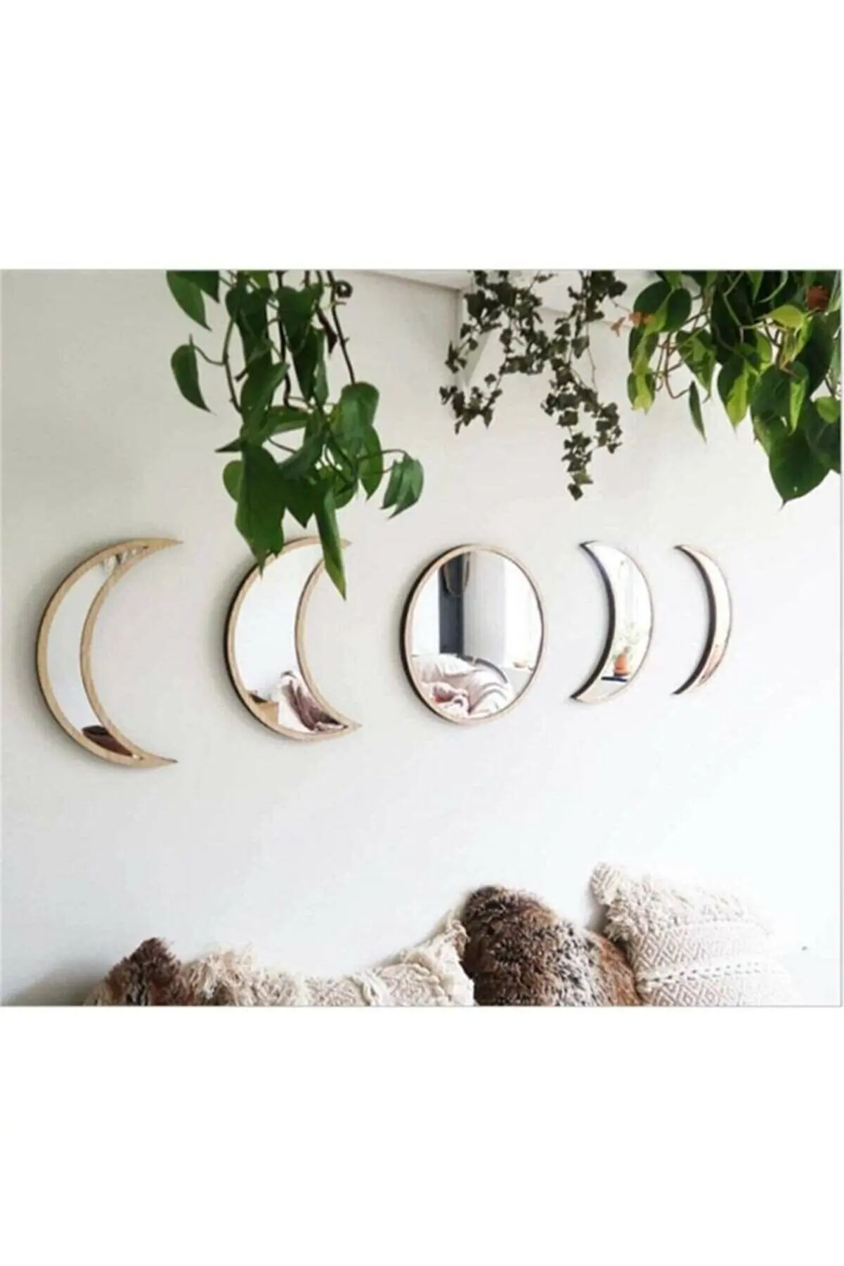 

Nordic Style Wooden Moon Phase Mirror Set Boho Style Decoration Moon Phase Mirror Set Home Kids Room Decor Moon Phase wall Mirro