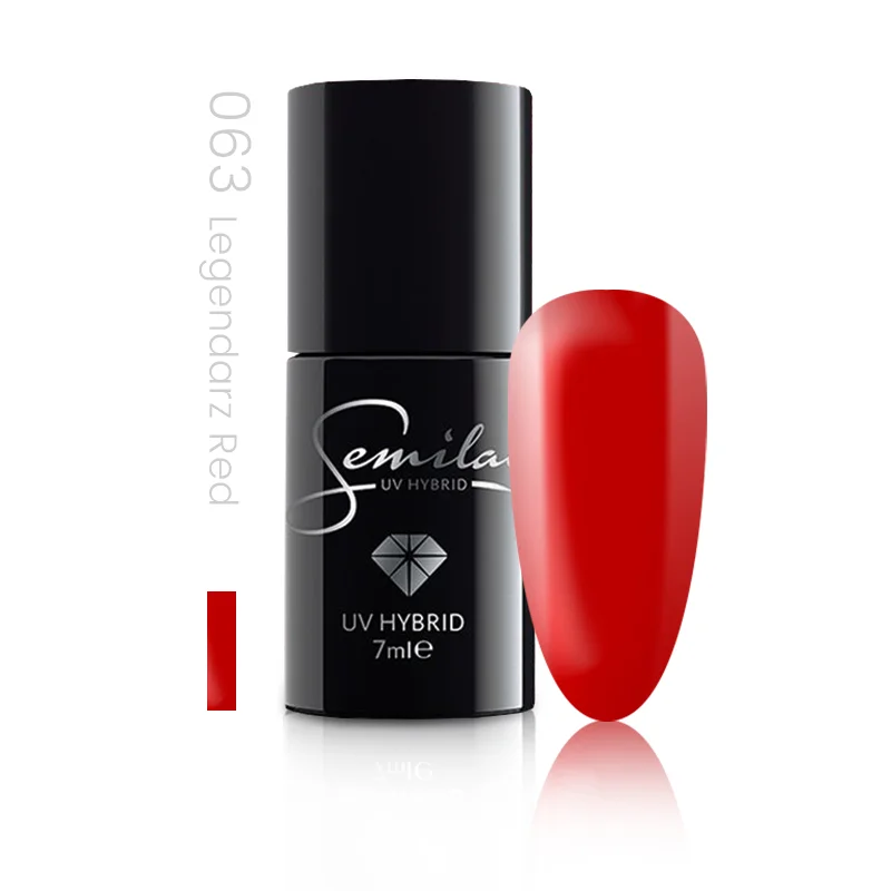 Semilac Legendary Red 063 semi-permanent coverage, UV hybrid nail polish texture Gel