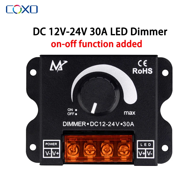 LED Dimmer Switch DC12V-24V 30A Max Voltage Regulator Adjustable Controller For LED Strip Tape Lamp LED Lighting Dimmers