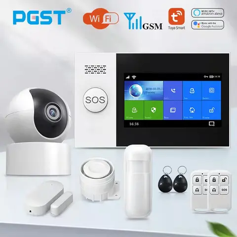 PGST PG-107 투야 무선 와이파이 도난 경보 시스템, GSM 홈 시큐리티, 모션 감지 센서 탑재, 앱 제어, 알렉사 지원