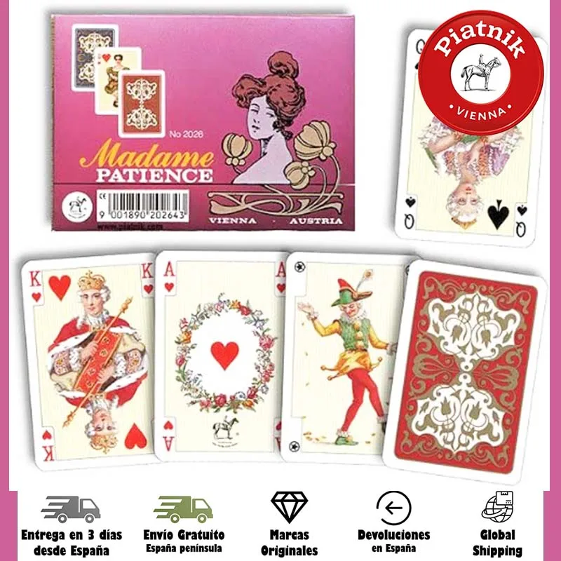Piatnik, 2x55 poker decks, Total 110 cards, Madame patience, women, 44x66 mms, solitaire, adults,