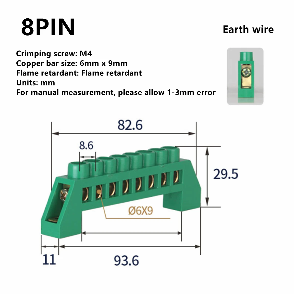 Blauw Wit Groen Nullijn 4Pin 6Pin 8Pin 10PiN 12PiN Messing Schroef Aarding Brug Blokaansluiting Aarde En Neutrale - afbeelding 1