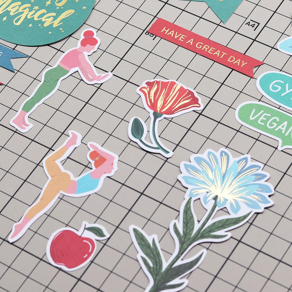 Creative Path 150 Stück Take Your Time Scrapbooking-Stanzformen, Pflanzen-Yoga-Inspirations-Papierstanzformen, Ephemera für Kartenherstellung und Journaling – Detail 11