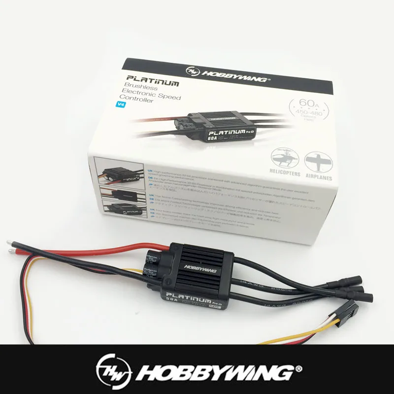 HobbyWing-Hélicoptère de classe d'origine Platinum PRO V4, 60A, ESC, 3S-6S, 450-480mm, hélice 325-360mm