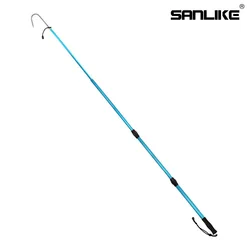 SANLIKE Fishing Gaff Aluminium Alloy Telescopic Gunsmoke Sea Fishing Stainless Spear Hook Control Tool Landing Gaff with String