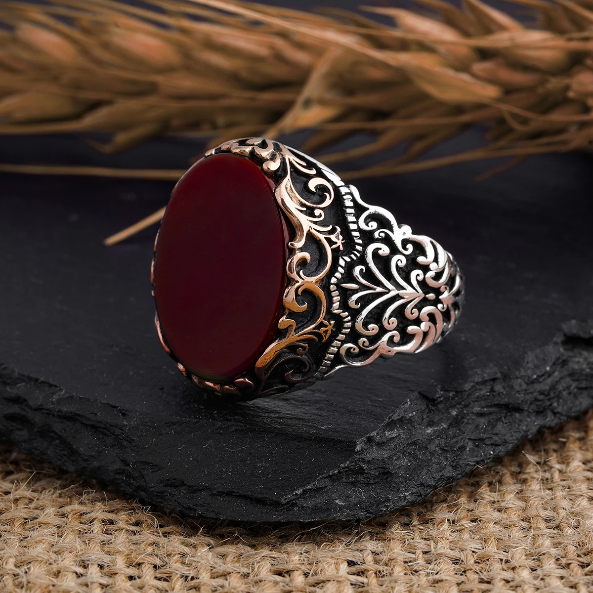 

Guaranteed High-quality 925 Sterling Silver AGATE STONE ring Jewelry Made in Turkey in a luxurious way for men with gift