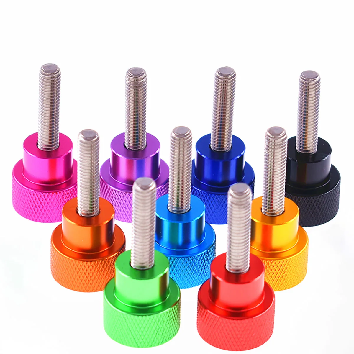 Tornillo de pulgar de paso alto de aluminio UNC #6-32, cabeza moleteada, tornillo de ajuste manual, rosca de acero inoxidable, 4-40mm, 12x6mm, 2 piezas