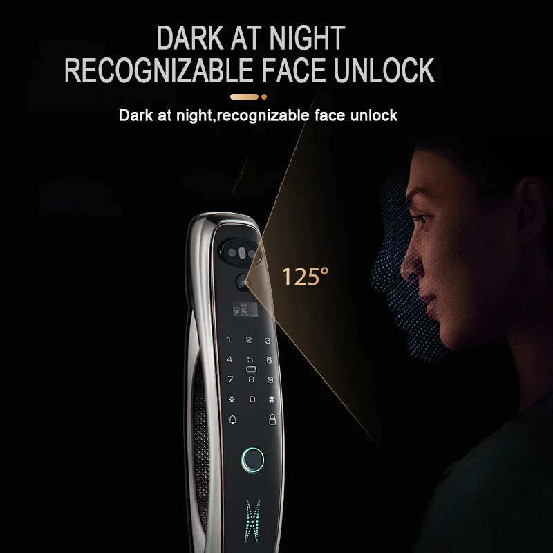 Tuya Smart 3D Face Door Lock Security Face & Camera Monitor Intelligent Fingerprint Password Biometric Electronic Key Unlock