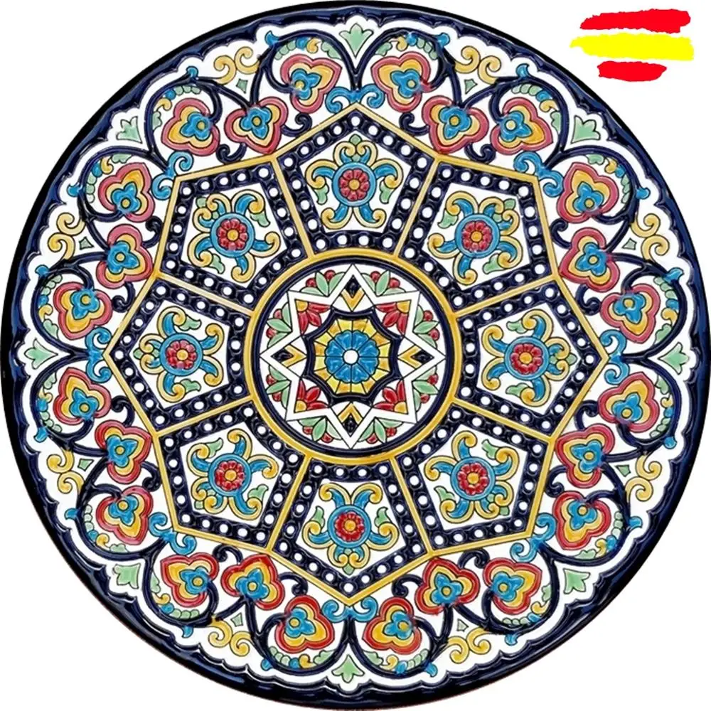 Ceramic plate 34 cm./13.4in. Diameter - Spanish ceramic - enameled up handmade - Made in Spain - MIJASCERAMIC - ARTECER -