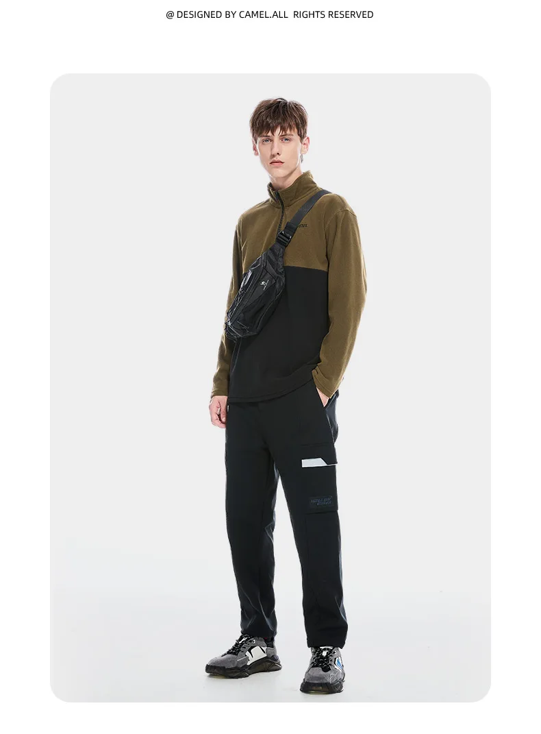 GOLDEN CAMEL Men's Jackets Polar Plus Soft Casual Fleece Jacket for Men Autumn Winter Stand-up Collar Sweater Sweatshirt Clothes