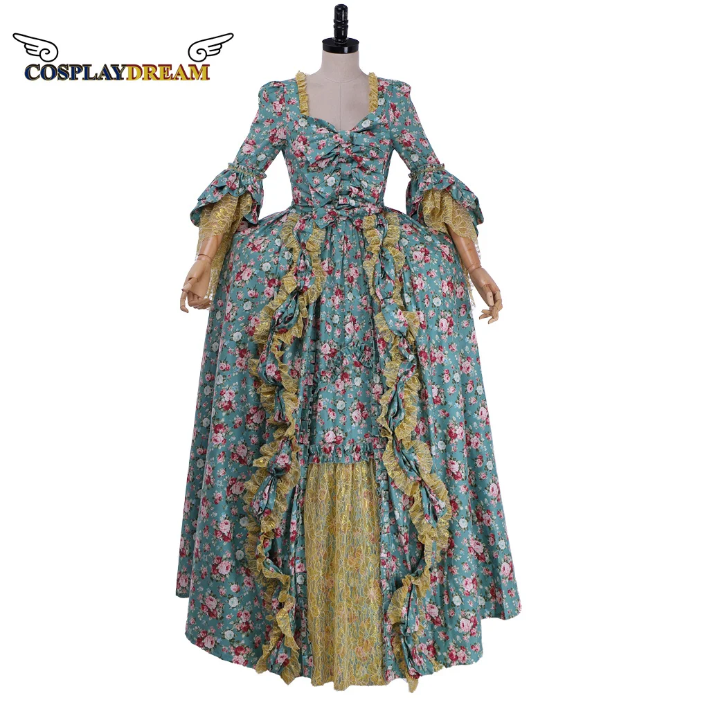 

TV Outlander Claire Fraser friend Marie Louise Floral Rococo Dress Victorian Ball Gown Dress Halloween Carnival Party Costume