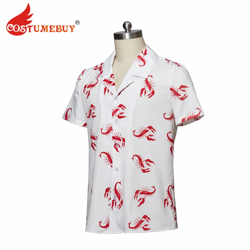 CostumeBuy Seinfeld Cosmo Kramer Lobster Shirt Button-Up White Shirt Adult Mens Hawaiian Shirt Casual Beach Shirts Short Sleeves