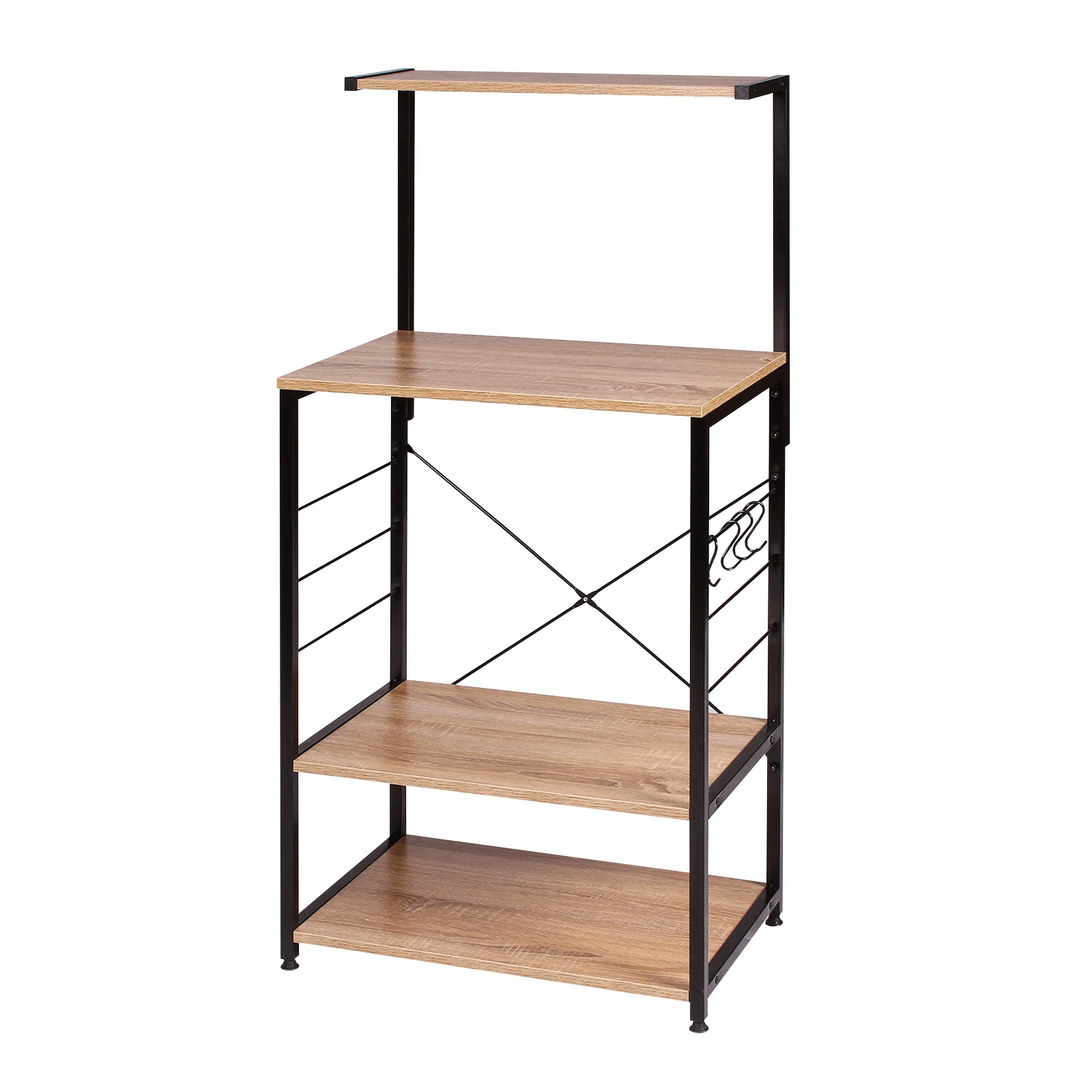 Heavy Duty Microwave Shelf Cupboard Racks 4 Shelves Storage Kitchen Islands Trolleys Shelf 4 Hooks