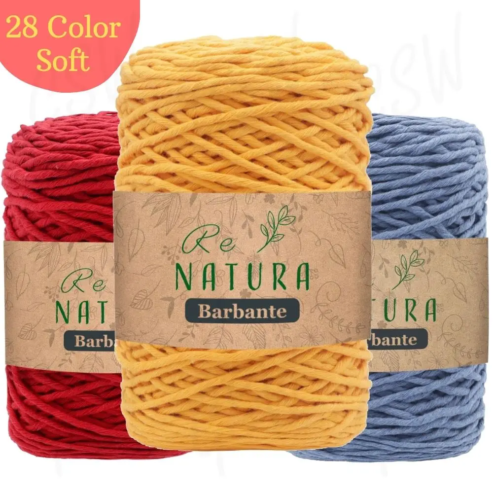 Soft Cotton Barbante Yarn Macrame Rope -  2mm -  Blanket, Booties, Pencil Box, Bag, Placemat, Basket, Pillow, Stroller, Thread, Cord, Home Decorations - DIY 180 Meters - 250g - 20 Color Options