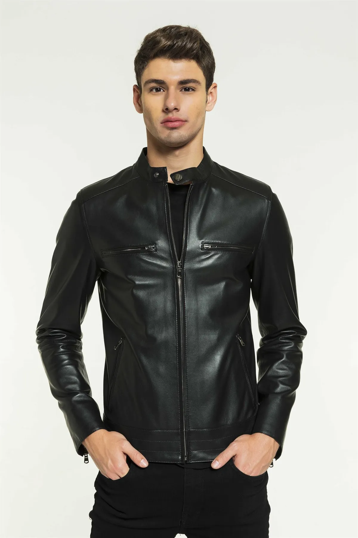 Men's Sport Black Leather Jacket Genuine Sheepskin Coats Soft Quality New Season Design Jackets Biker Casual Outfits Spring