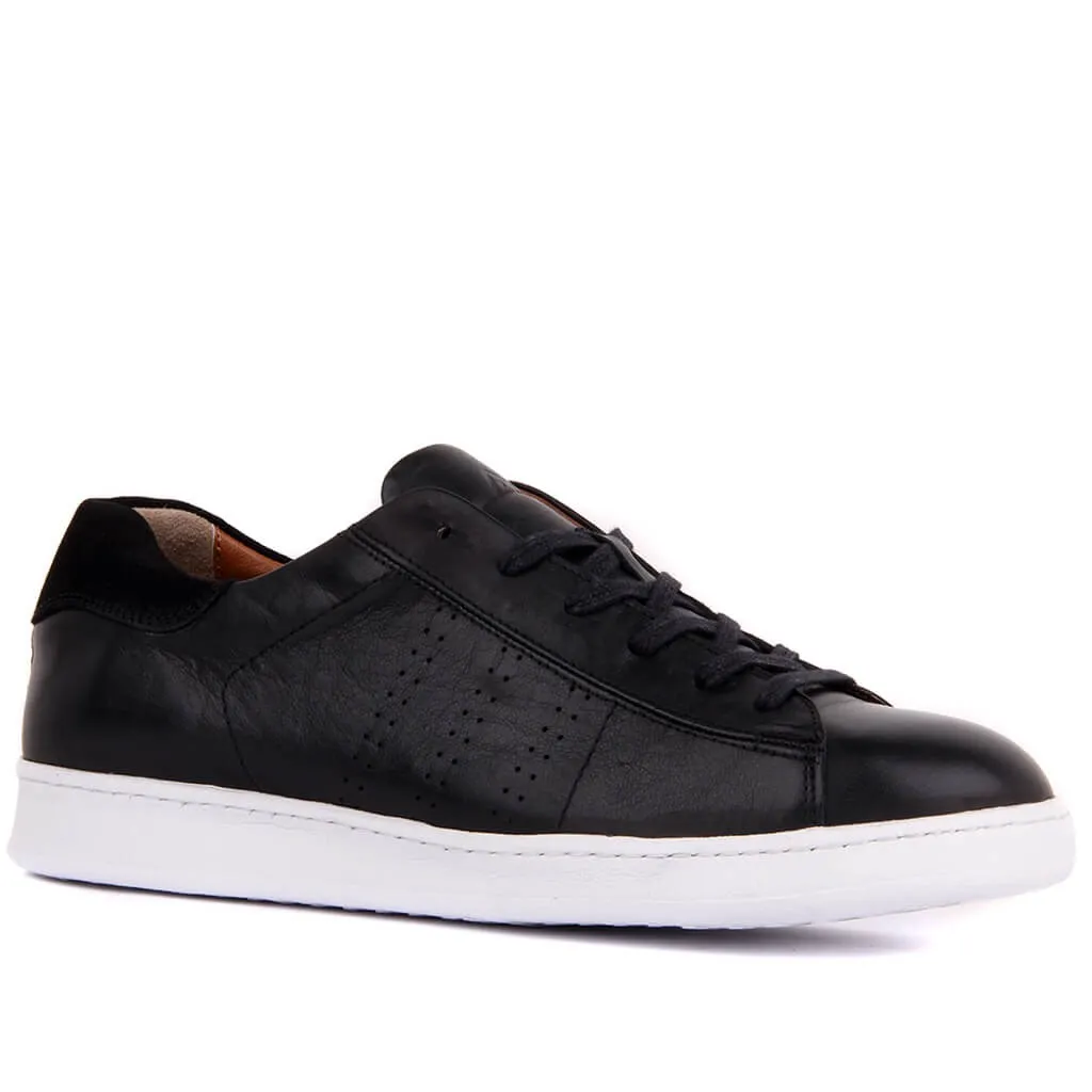 Segel-Lakers Schwarz Leder Männer Sneaker