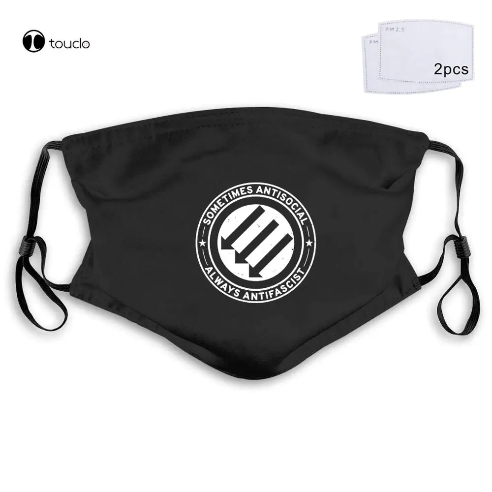 Antifa Manchmal AntiSocial Immer AntiFascist Kurze Gesicht Maske Filter Tasche Tuch Reusable Waschbar