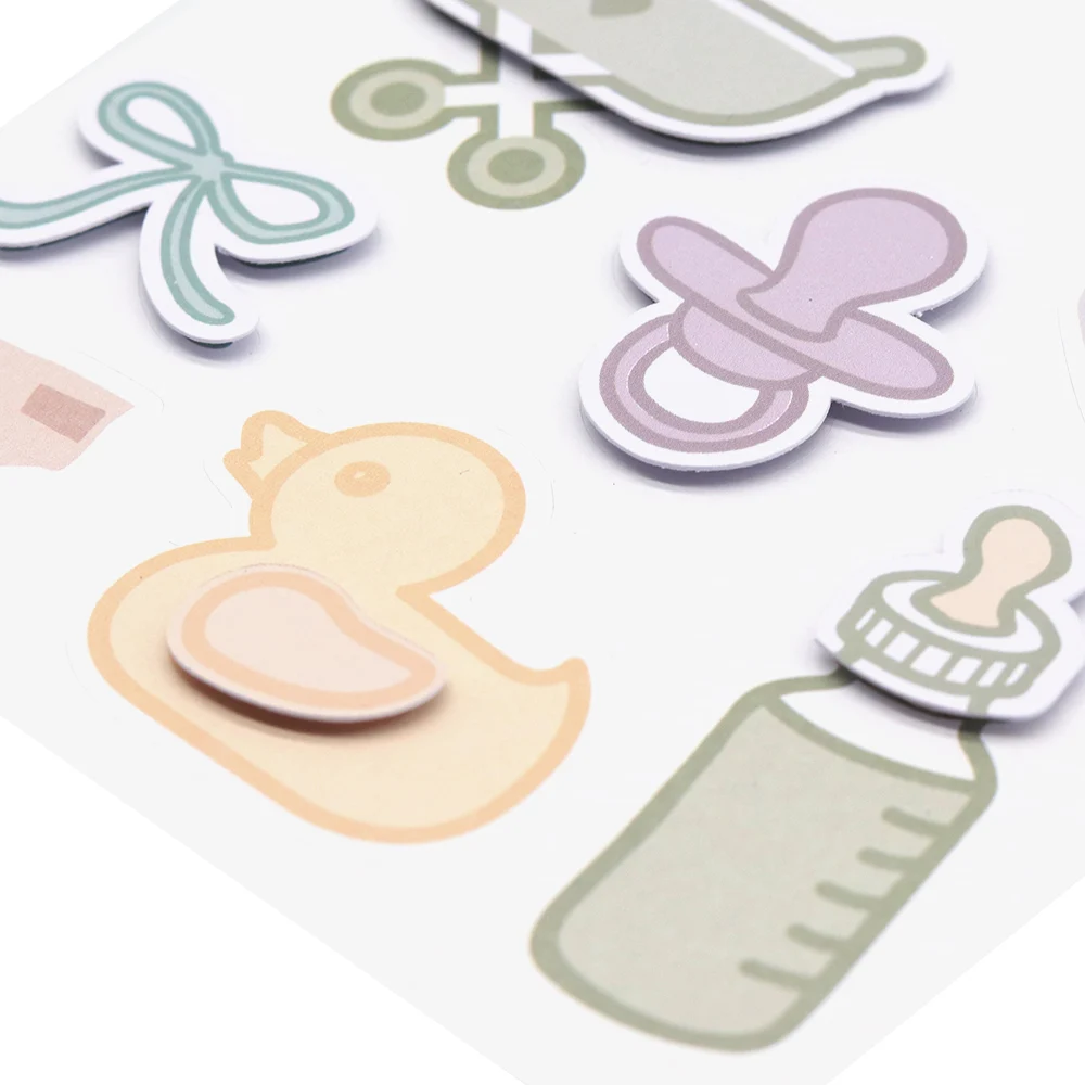 Creative Path 3D-Aufkleber aus Pappe für Babysachen, 3 Stück, niedliche Babyflasche, Nippel, Ente, dekorative Aufkleber für die Herstellung von Tagebuchkarten – Detail 8