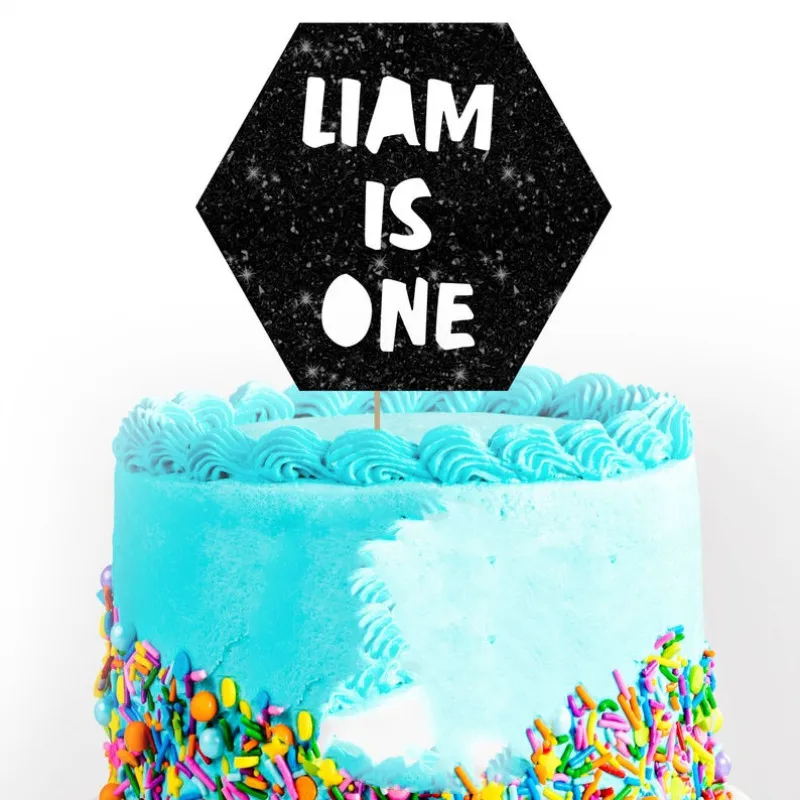 

Customized Glitter Cake Topper, Personalized Birthday Party Decoration, First Wild One Cake Smash, Geometric