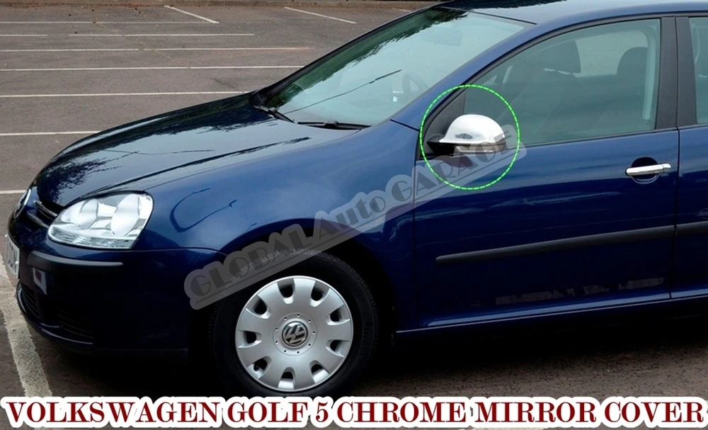 For Volkswagen Golf 5 2004 2005 2006 2007 2008 Chrome Mirror Cover Cap 2 Pieces Wing Car Auto Ornamnet Stainless Steel Sport