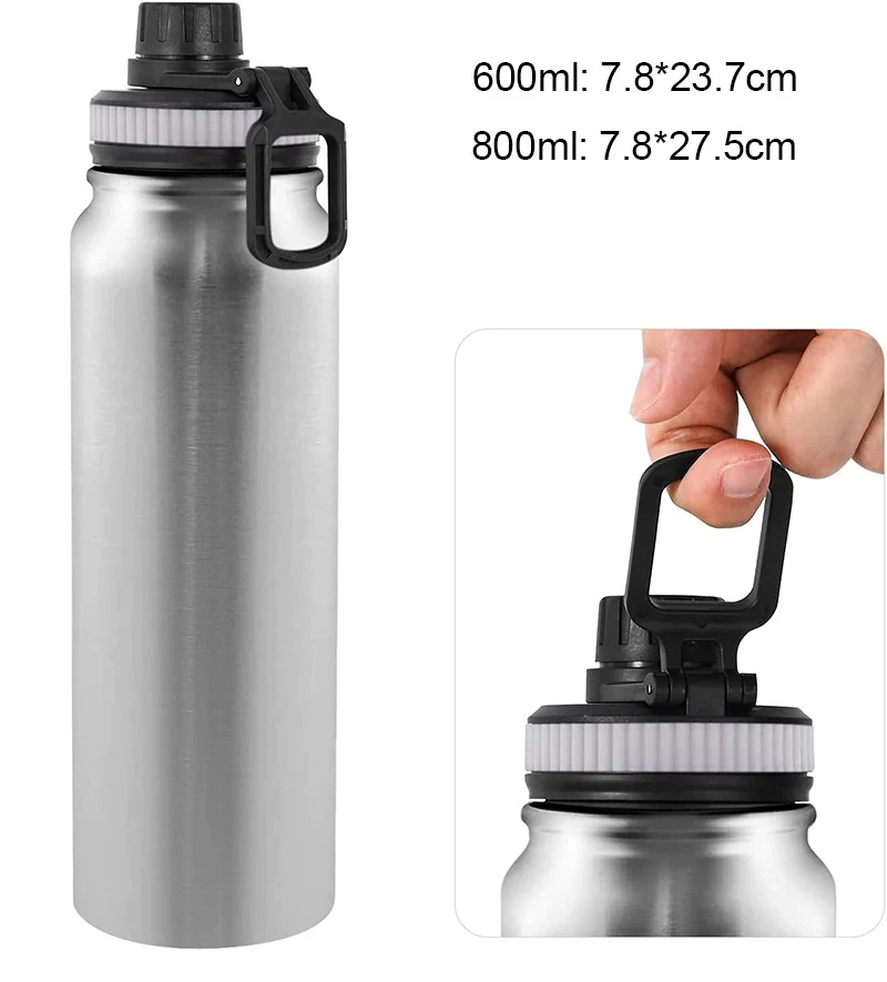 Bottiglia termica portatile da 600/800ML bottiglia d'acqua in acciaio inossidabile 304 boccetta sottovuoto a doppia parete bicchiere isolato tazza da viaggio tazza