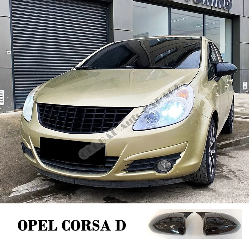 For OPEL CORSA D Bat Mirror Cover 2006 2007 2008 2009 2010 2011 2012 2013 2014 Glossy Piano Black 2 PCS Wing Car Auto Universal