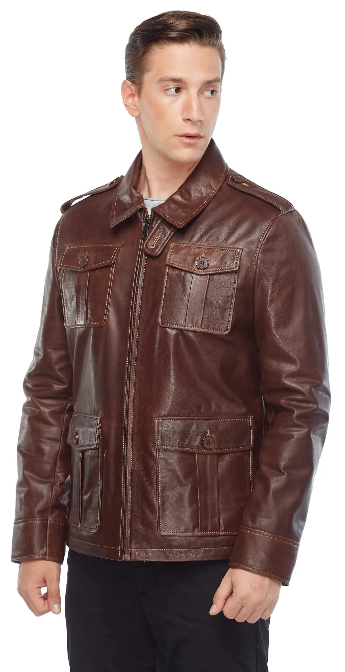 Ares Da Thật Nam Da Cà Phê Ban Đầu Da Cừu Thu Đông 2022 Biker Slim Size Lớn VintageTürkiye