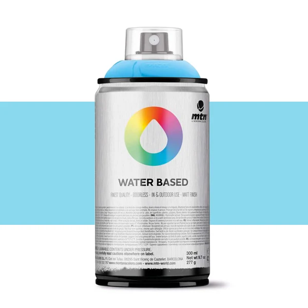 Spray paint brand MTN Water Based Color Phthalo Blue Light 300 ml Montana low pressure Little Ideal smell interior