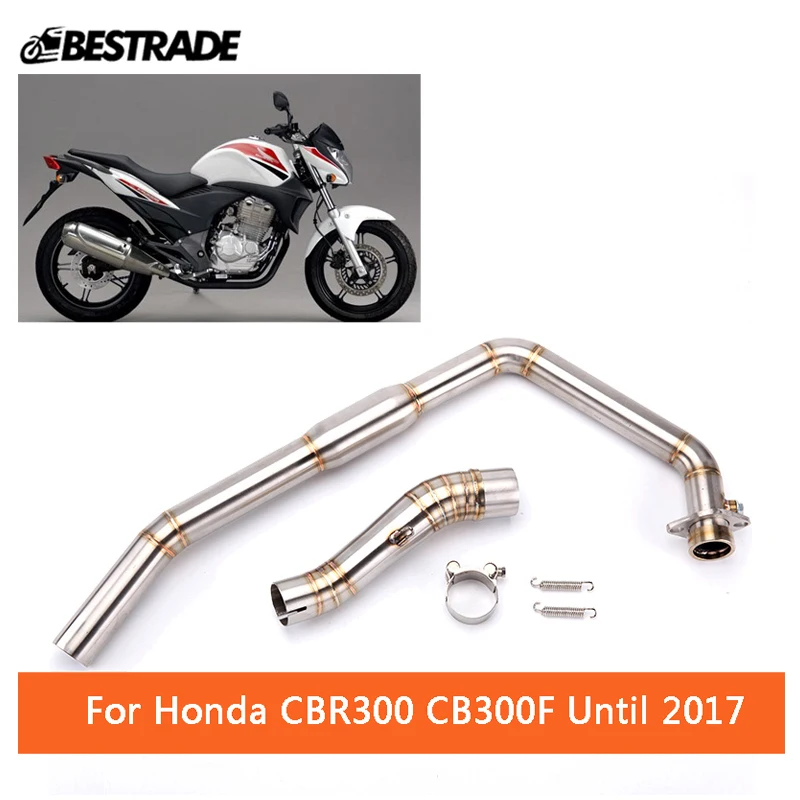 For Honda CBR300R CB300F Until 2017 Motorcycle Exhaust Header Front Pipe +Middle Link Pipe Slip 51mm Mufflers Stainless Steel