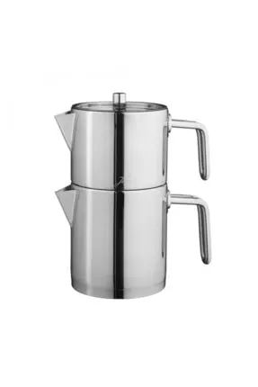 Jumbo stainless steel stylish  handle bright silver color tea pot set