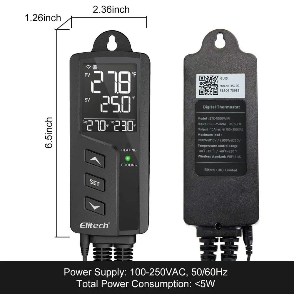 Elitech STC-1000WiFi regolatore di temperatura digitale termostato Wireless presa UK/US/EU prese di riscaldamento e raffreddamento sensore a spina