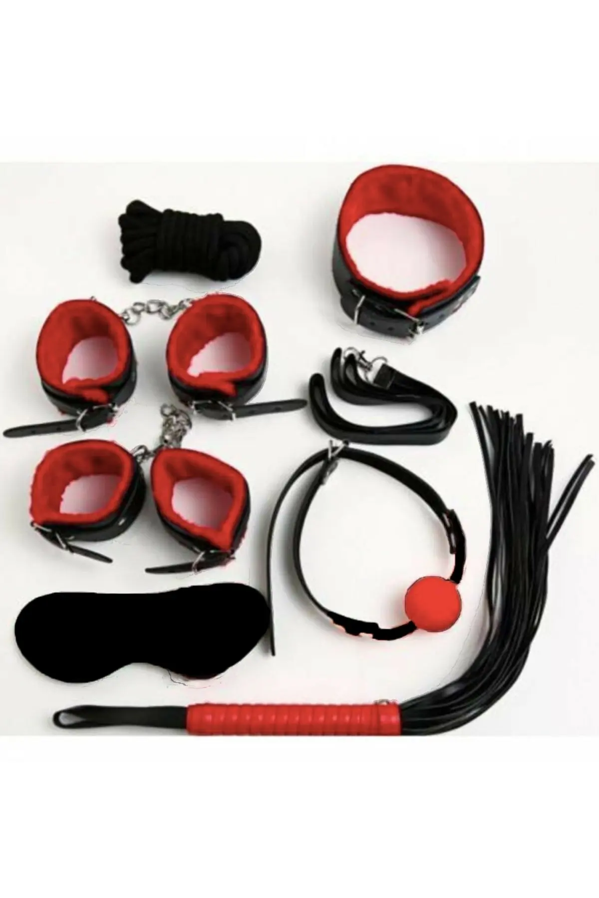 OUTFIT YOUR WONDERFUL NIGHTS Fancy Fancy Handcuffs Whip Leash Accessory Set of 7.