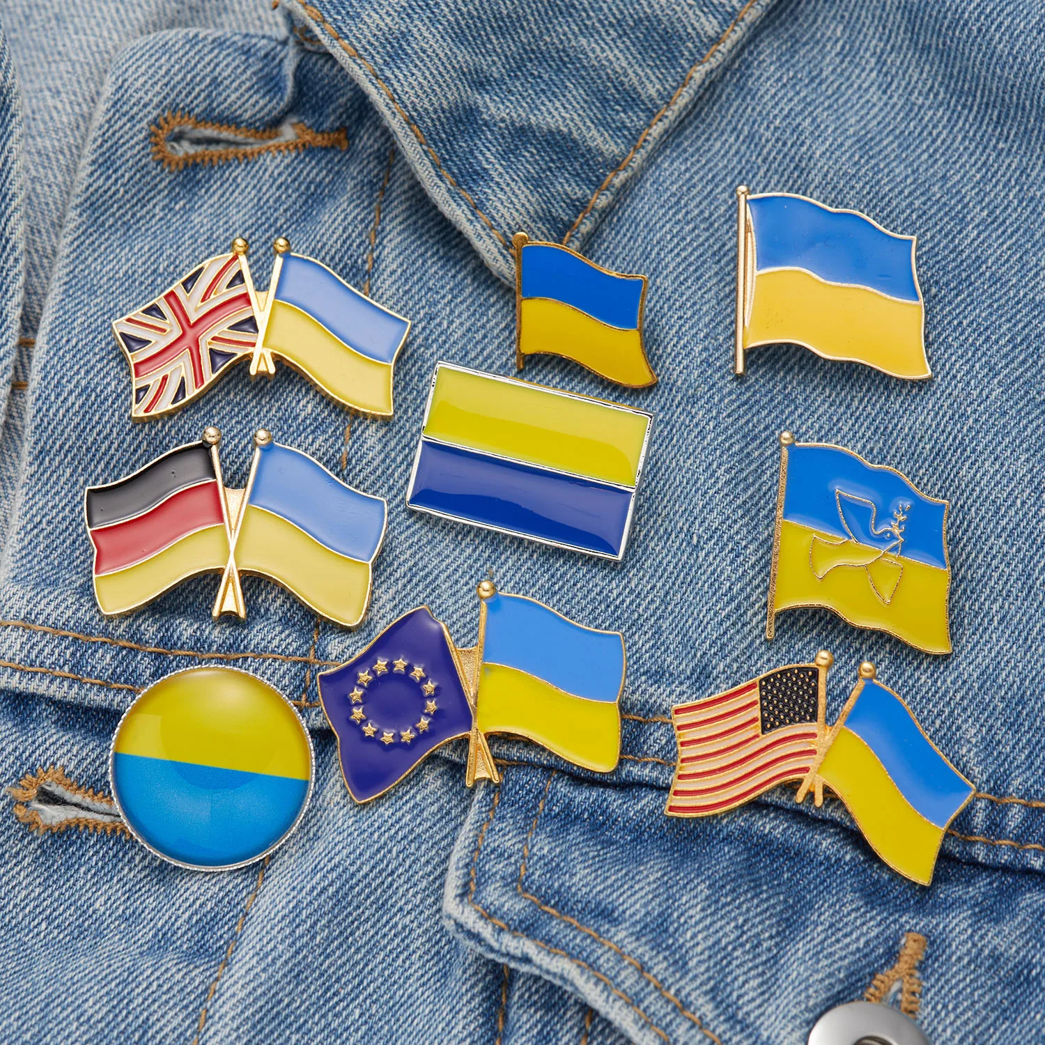 

Ukraine EU USA Flag Lapel Pin Metal Badges National Rejuvenation In Ukraine Brooch Pins Cowboy Clothes Bag Pin Pride Accessories