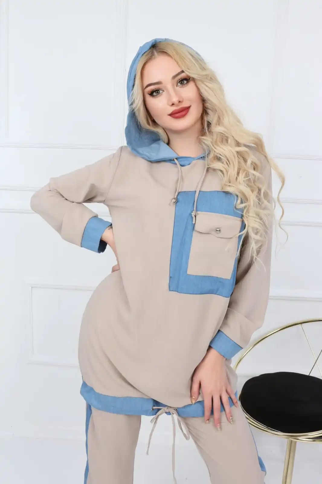 2 Stuk Bodem Top Pak Gestreepte Hooded Set Moslim Kleding Islamitische Trainingspak Pak Turkse Dubai Marokkaanse Moslim Sets