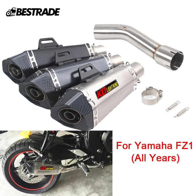 

FZ1 Motorcycle Exhaust System Middle Connect Link Pipe Escape 51MM Muffler Tips For Yamaha FZ1 All Years Stainless Steel