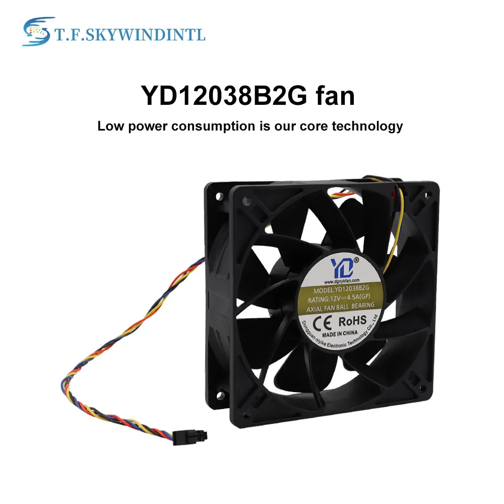 4pcs YD12038 PWM 4Pin 12V 2.7A 4.5A 12038 Server cooling fan 120*120*38mm for Bitcoin Miner Computer Case CPU Cooler Cooling Fan