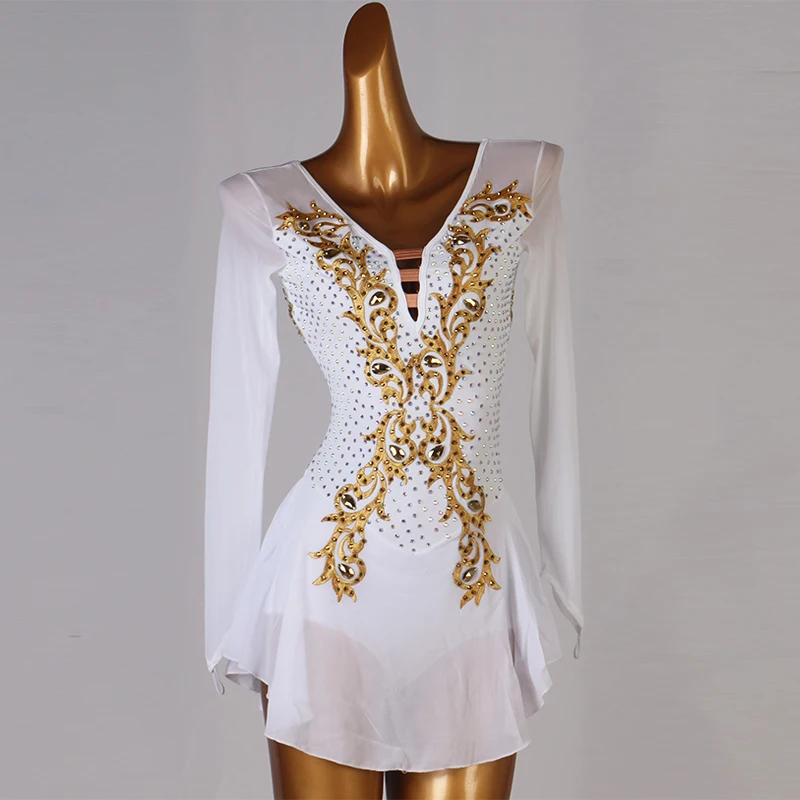 black white Figure Skating Dress Women girl Ice Skating Dress Gymnastics Costume custom crystal rhinestone B124