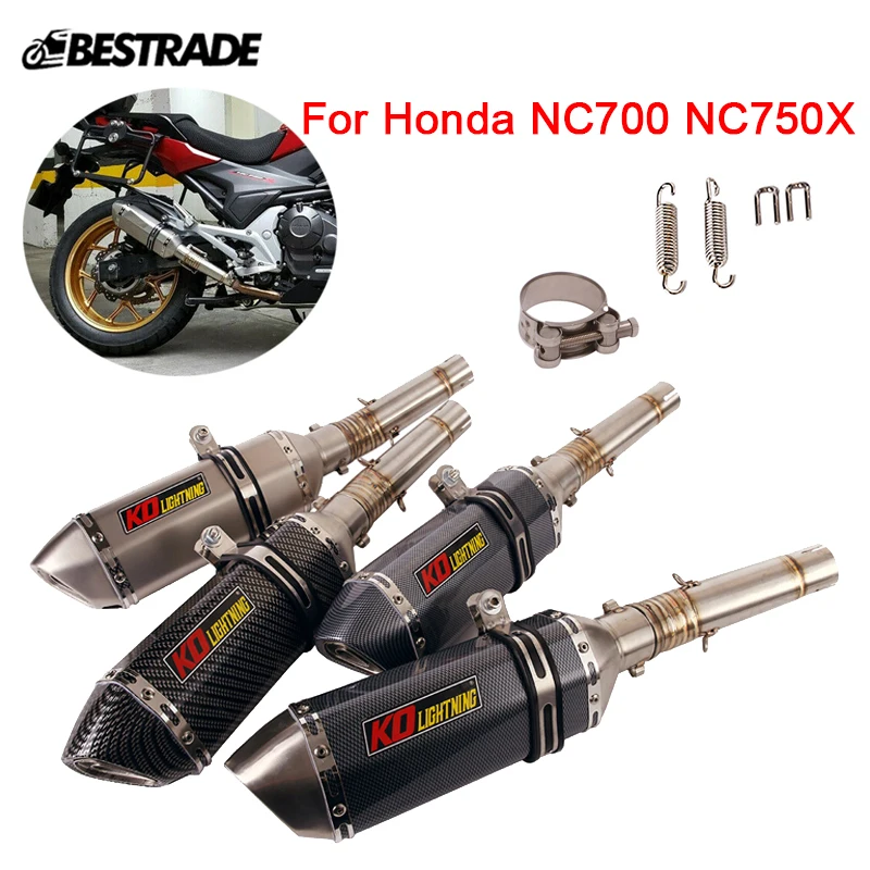 

Motorcycle Exhaust System For Honda NC700A NC700S NC700X NC750X Middle Link Pipe Slip On 51mm Exhaust Muffler Tips Stainless