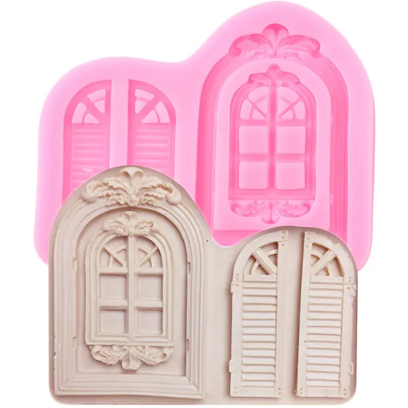 3D Door Window Silicone Mold Frame Border Fondant Cake Decorating Tools Cookie Baking Christmas Candy Chocolate Gumpaste Moulds