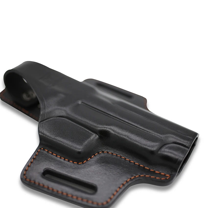 Gun&Flower 2 Slot Thumb release Full Grain Leather Open Muzzle Gun Pouch for Glock 17/22/31