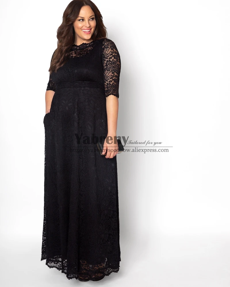 Plus size Navy Lace Evening Dresses for Mother of the Bride