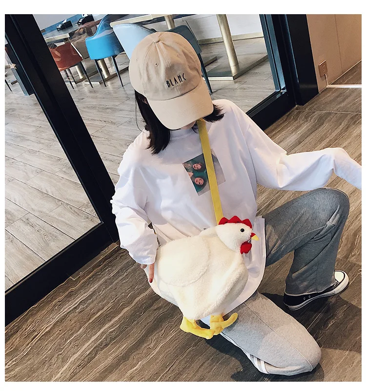 2022 New Cute Cartoon Plush Crossbody Purse Chicken Shoulder Bag Party Work Travel Satchel for Women Girls