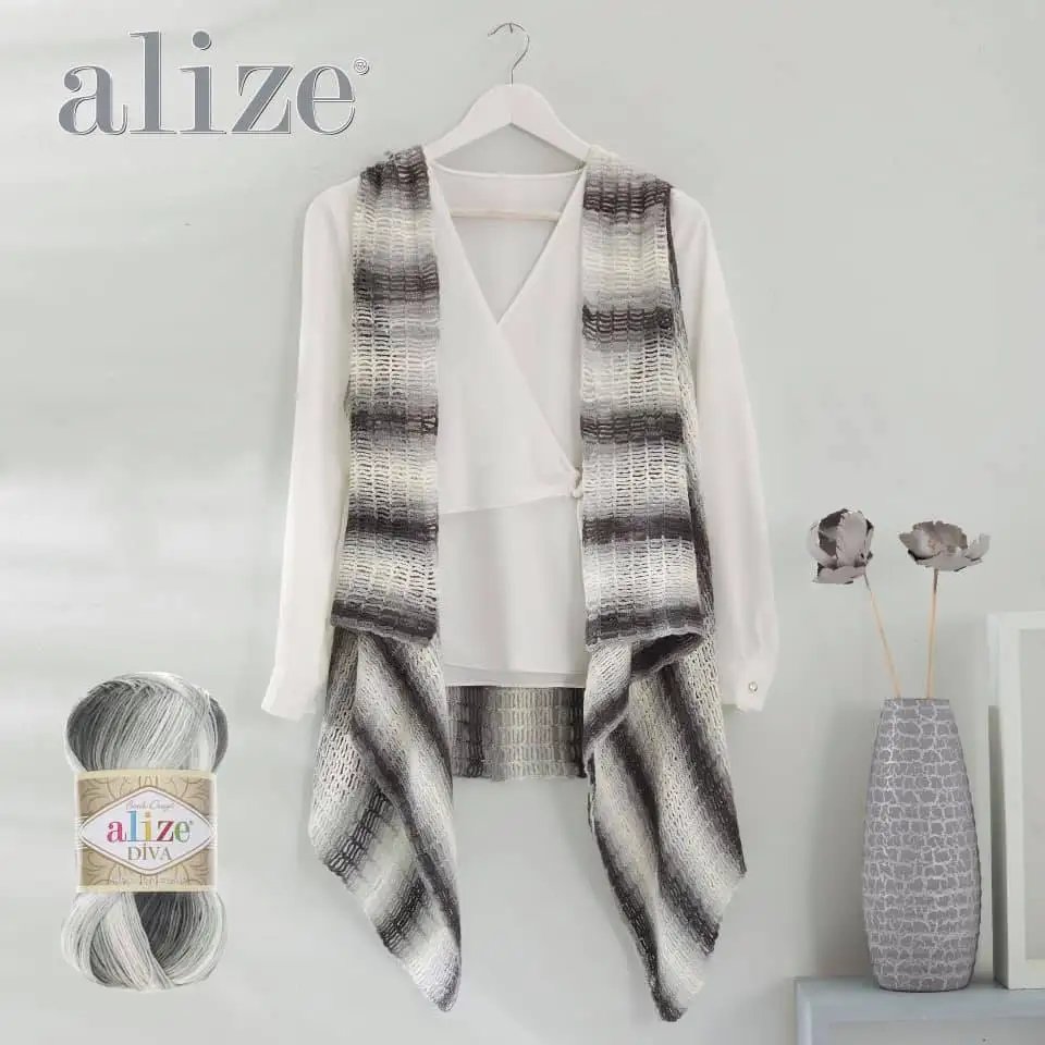 Alize Diva Batik Ball Hand Knitting Yarn, 100 grams 350 meters, Acrylic, Spring / Summer Season, Thread, Crochet, Clothes, Sport, Cardigan, Blouse,