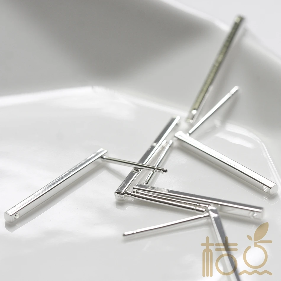 DIY Supply-Brass Base Rectangle Bar Earring Posts With Stainless Steel Pin - 20x1x1mm (4222C)