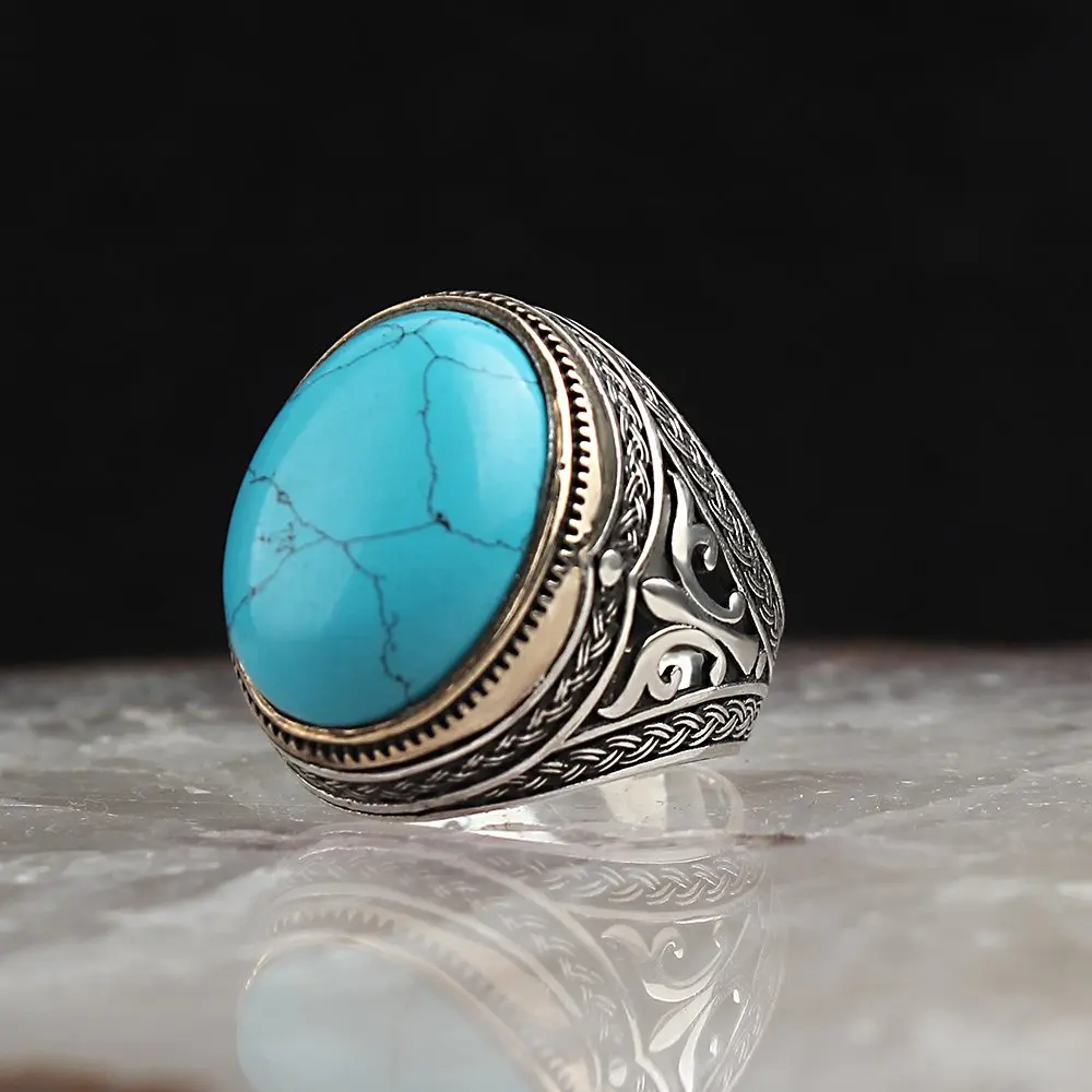 Turquoise Gemstone 925 Sterling Silver Men 'S Ring