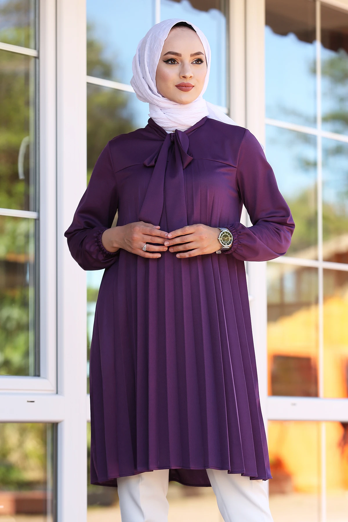 Tunique en tissu Ayrobin à trois couches, tunique avec collier